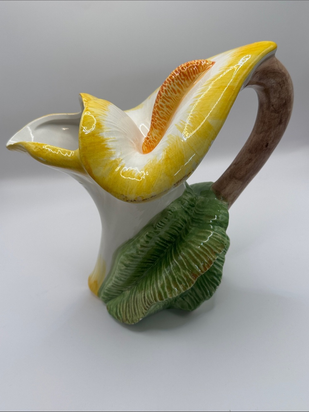 Vintage Italian Ceramic Calla Lily Vase | Made in Italy | Tropical Floral Decor